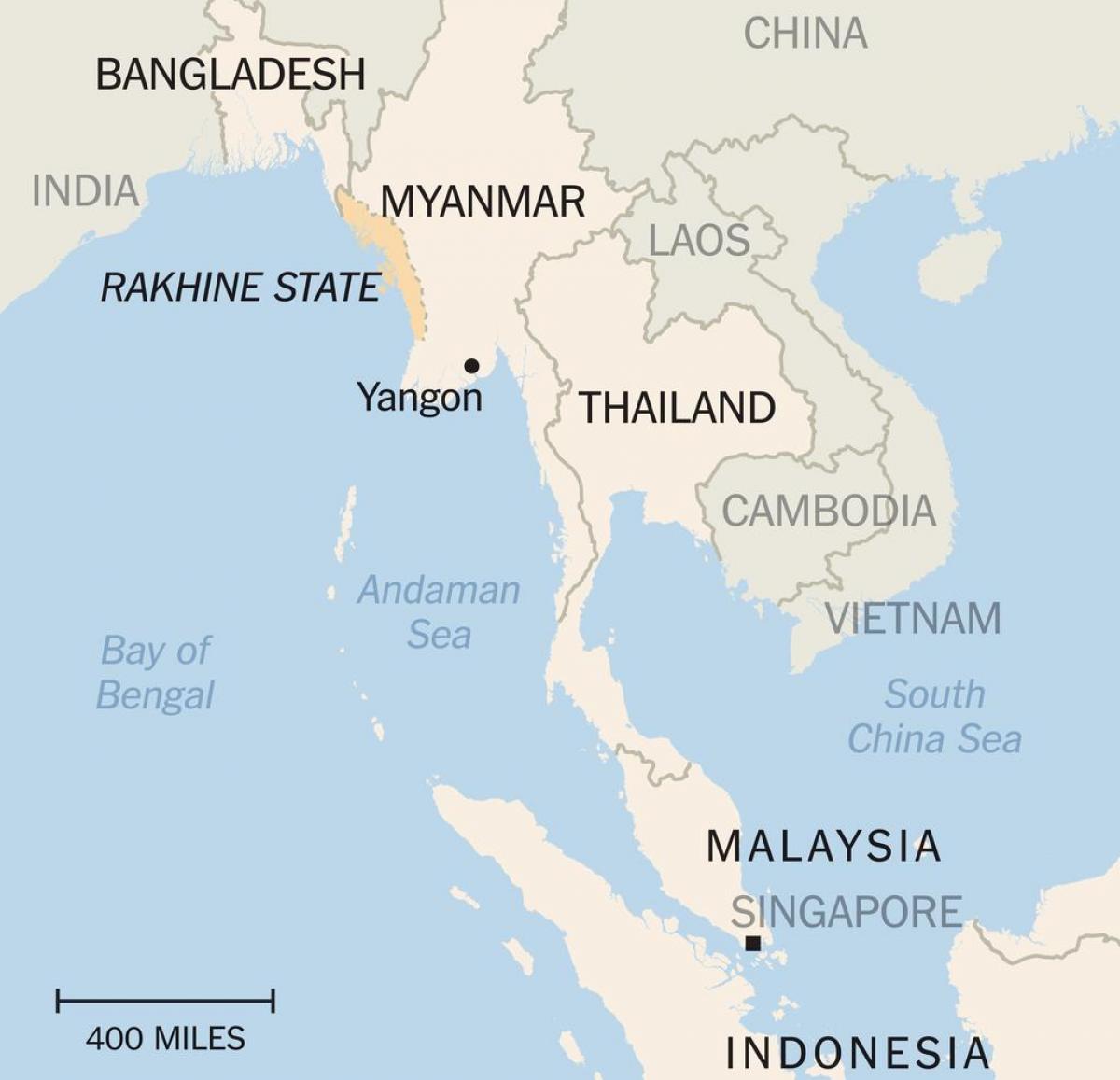 若开邦的缅甸的地图