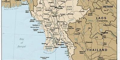 仰光与缅甸的地图