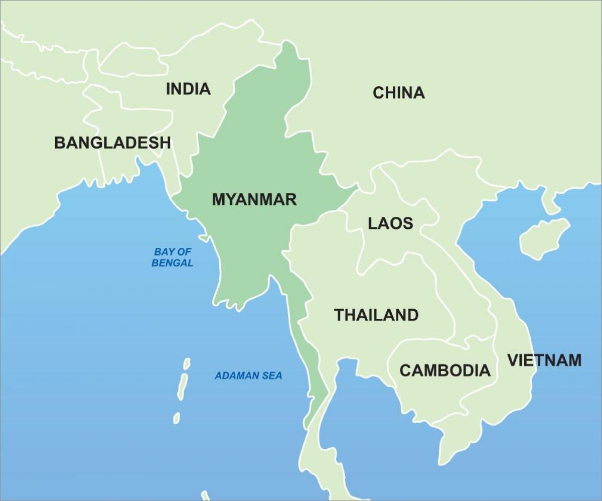 缅甸在亚洲地图